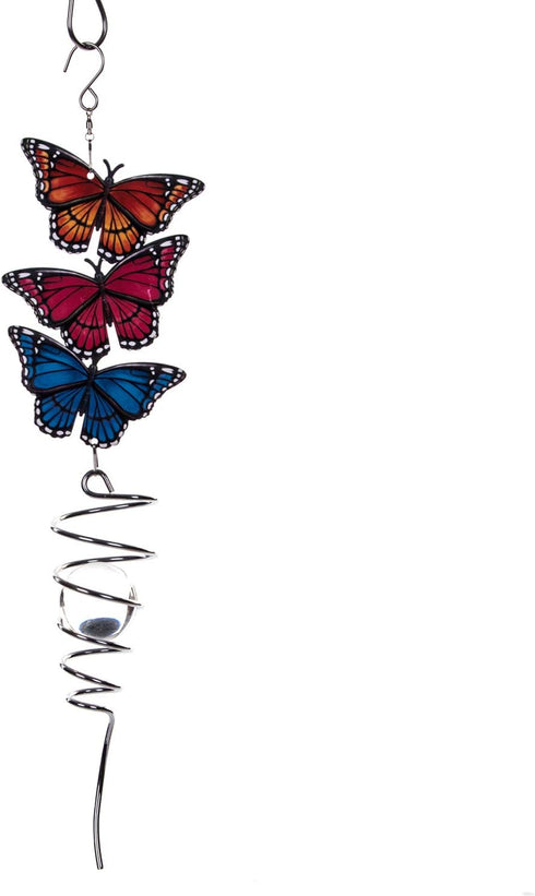18" Wind Spinner Outdoor Hanging Metal Figurine Spinner for Garden Décor Ornament,Butterfly...