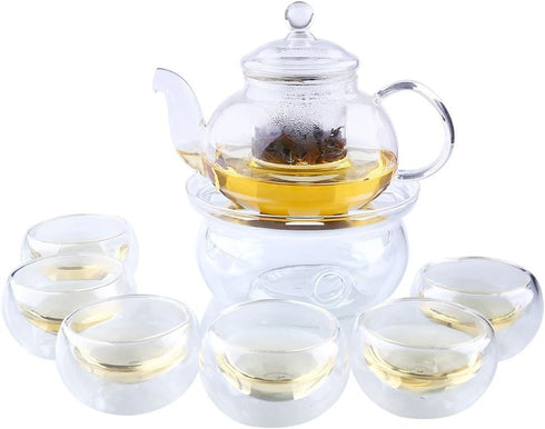 Uniware® 6 Inch Glass Teapots Warmer With Metal Tray and Color box (1)...