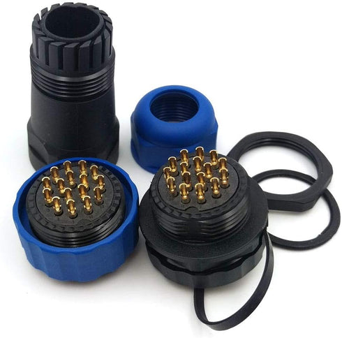 SD28 28MM IP68 16Pin Panel Mount Waterproof Wire Connector,Industrial Power Cable Connector (16-Pin, Panel Mount-Plug(male)&Socket(female))...