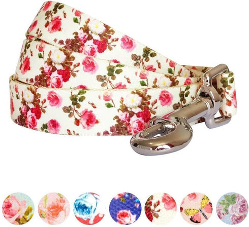 Blueberry Pet 9 Patterns Durable Spring Scent Inspired Pink Rose Print Ivory Dog Leash 5 ft x 3/4", Medium, Leashes for Dogs...
