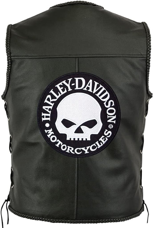 Harley Willie G. Skull 9" Embroidered Patch | Large Halfskull Motorcycle Emblem Black & White...