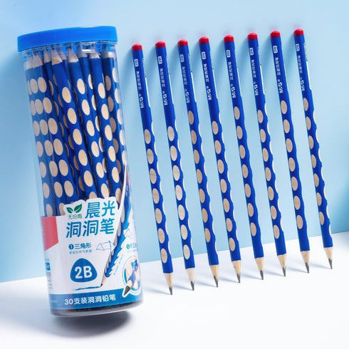 M&G 30 Pcs Triangular Pencils, 2B Pencils with Grip Correction, Wood Graphite Pencils Non-Breakable Lead, Suitable for Writing, Drawing, and Sketc...