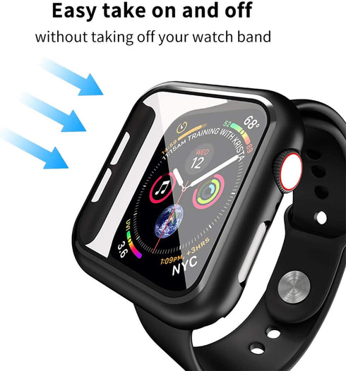 Smiling Case Compatible with Apple Watch SE 2 (2024)/SE/Series 6/5/4 44mm with Built in Tempered Glass Screen Protector,Overall Protective Hard PC...