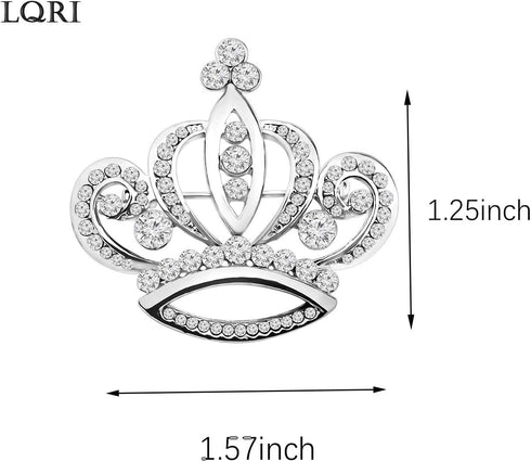 LQRI Crystal Rhinestone Princess Queen Crown Brooch Pin Tiara Crown Brooches Crown Tiara for Wedding Party/Banquet/Birthday...