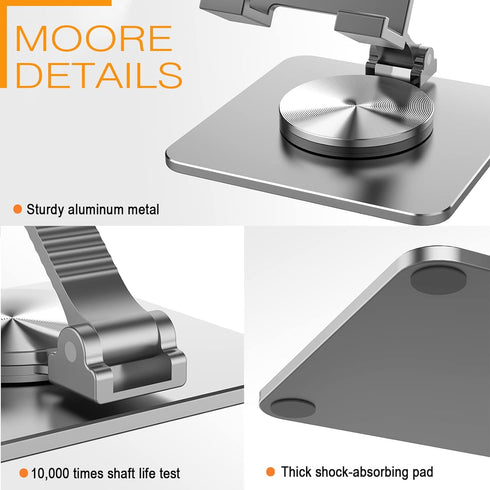360° Rotatable Cell Phone Stand for Desk, Foldable and Adjustable Aluminum Metal Phone Holder, Compatible with iPhone 14/14 Plus/14 Pro/14 and Oth...