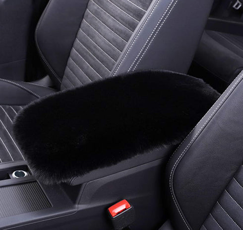 6pcs/Set Soft Fluffy Faux Wool Steering Wheel Cover & Seatbelt Shoulder Pads & Handbrake Cover & Gear Shift Cover Winter Warm Universal Fit (Black...