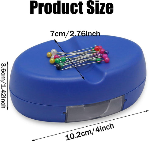 YEQIN Magnetic Sewing Pincushion with 15 Plastic Head Pins, Magnetic Pins Holder for Sewing Quilting, Pins, Paper Clips, Screws (Blue)...