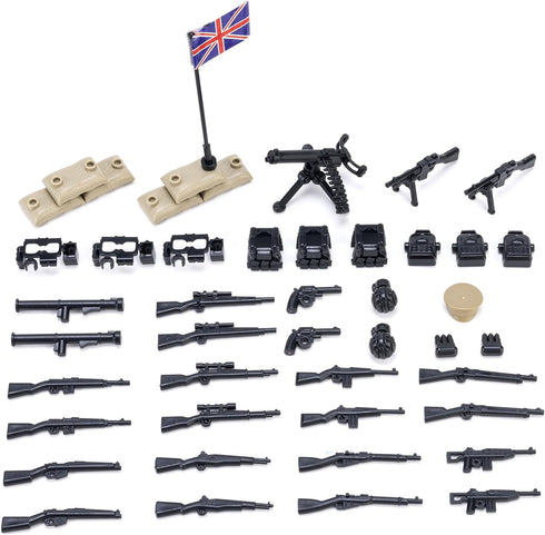 Weapons Pack Military Weapons Accessories WWII Soldier Model Toys Military Equipment Battle Blocks Bricks Children's Toys, Compatible with Mini Fi...