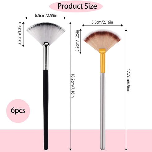 6 Pieces Fan Facial Brushes Slim Soft Face Mask Brush Applicator Face Mask Brush Esthetician Brush Cosmetic Tools with Handle for Mud Clay Mask, M...