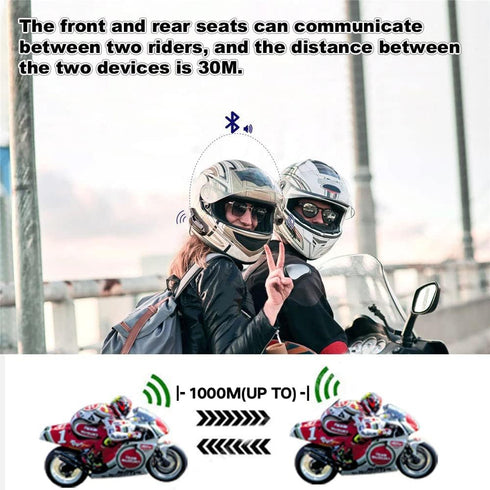 eECO-FLYING Motorcycle Bluetooth Headset,1000m Intercom Motorcycle Helmet Headset with CVC Noise Cancellation IPX6 Waterproof 2 Riders Motorbike I...