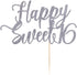 Happy Sweet 16 Cake Topper -Cheers to 16 Year - Happy 16th Birthday Cake Topper- Sweet Sixteen /16th Wedding Anniversary Party Decoration (Silver)...