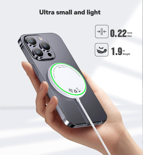Magnetic Wireless Charger iPhone 15W Mag Safe Charger 2 Pack Wireless Charging Pad with Sleep-Friendly LED Light for iPhone 15 14 13 12 Pro Max Pl...