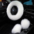 3Pcs Set Fashion Fluffy Fuzzy Wool Fur Soft Car Steering Wheel Cover with Handbrake Cover & Gear Shift Cover for Women/Girls/Ladies Auto Long Wool...