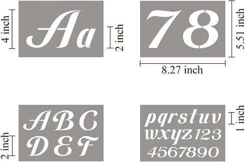 Large Letter Stencils for Painting on Wood - 43 Pack Alphabet Letter Number Stencil Templates with Signs, Reusable Plastic Stencils in 158 Designs...