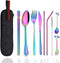 Travel Utensils Set with Case Reusable Stainless Steel Silverware Flatware Set 9 Pcs Portable Cutlery Eating Utensils Set for Lunch Boxes Workplac...