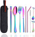 Travel Utensils Set with Case Reusable Stainless Steel Silverware Flatware Set 9 Pcs Portable Cutlery Eating Utensils Set for Lunch Boxes Workplac...