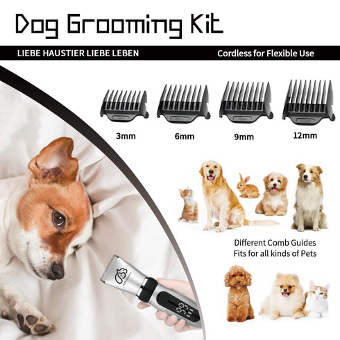 GTS Pet Clippers Professional Dog Grooming kit Adjustable Low Noise High Power Rechargeable Cordless Pet Grooming Tools, Hair Trimmers for Dogs an...