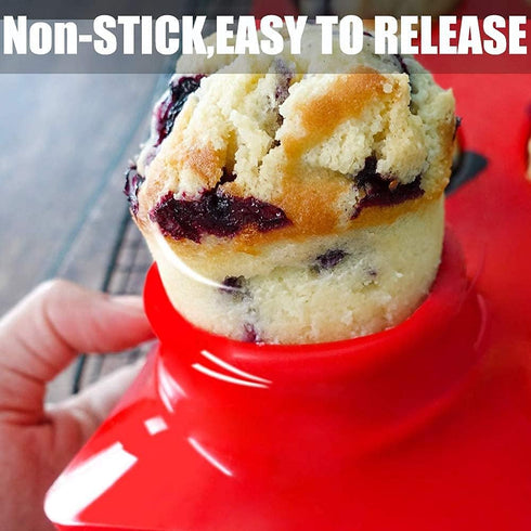 Jumbo Muffin Pan Silicone, European LFGB Cupcake Pan 6 Cups, Non-Stick Deep Cupcake Baking Pan, Silicone Large Muffin Molds, Muffin Tins BPA Free,...