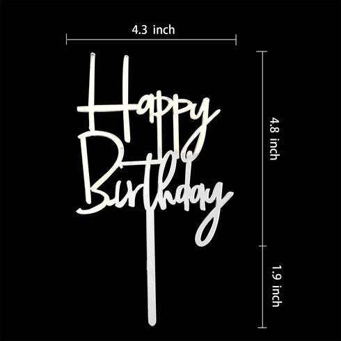 Happy Birthday Acrylic Cake Topper Party Decorations (Mirror Silver)...