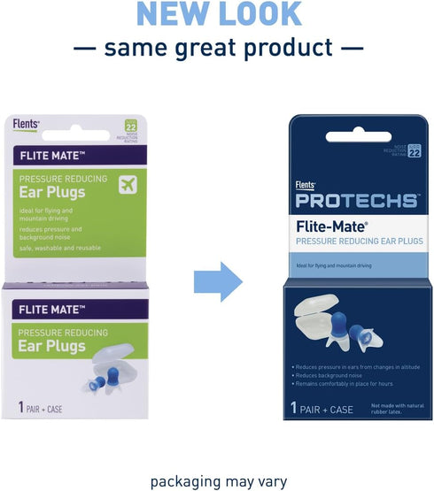 Flents Reusable Ear Plugs, Ideal for Flying And Mountain Driving, Reduces Pressure And Background Noise, 1 Pair With Travel Size Case, Easy Use Wi...
