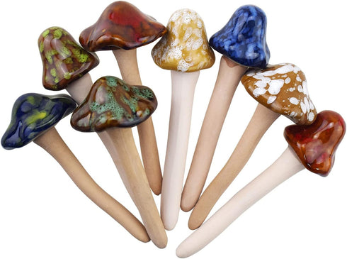 Accessories 8PCS Ceramic Mushroom Garden Pot Decoration Mushroom Figurine Indoor and Outdoor Flowerpot Decoration Lawn Tree Ornaments Pottery...