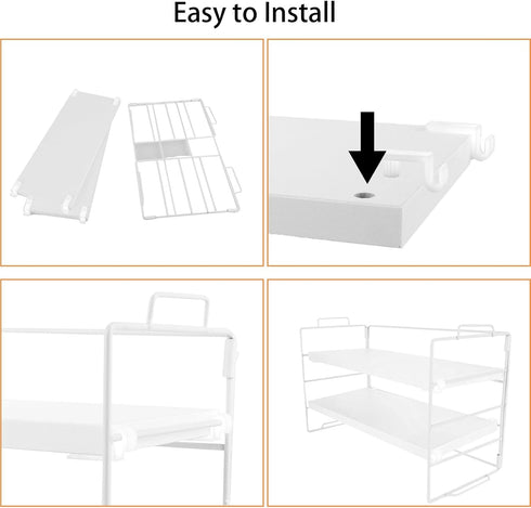 Desktop Organizer Shelf, White 2-Tier Desktop Supplies Storage Rack, Adjustable Storage Rack and Office Cubicle Decor for Tabletop, School, Office...