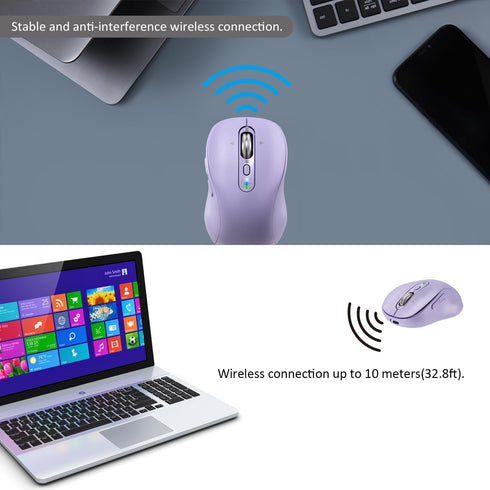 L570 Wireless Bluetooth Mouse, Portable Rechargeable Mouse with Charging Cable, USB Receiver and Two Bluetooth, 4-Way Scrollig for MacBook Air/Pro...