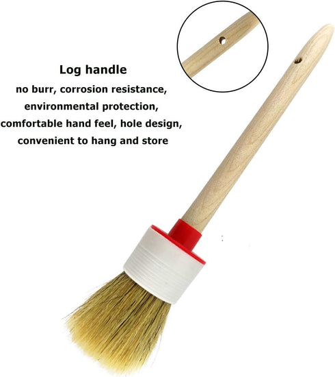 Natural Bristle Chalk Paint Wax Brush Wood Handle Round Paint Brushes for Paint Oil Watercolor Paints Waxing Brushes,Furniture, DIY Art Crafts(7PA...