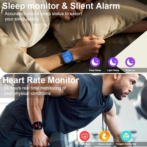 Smart Watch (Answer/Make Calls), 2.01" Smart Watches for Men 110+Sport Modes Fitness Watch with Sleep Heart Rate Monitor, Pedometer, IP68 Waterpro...
