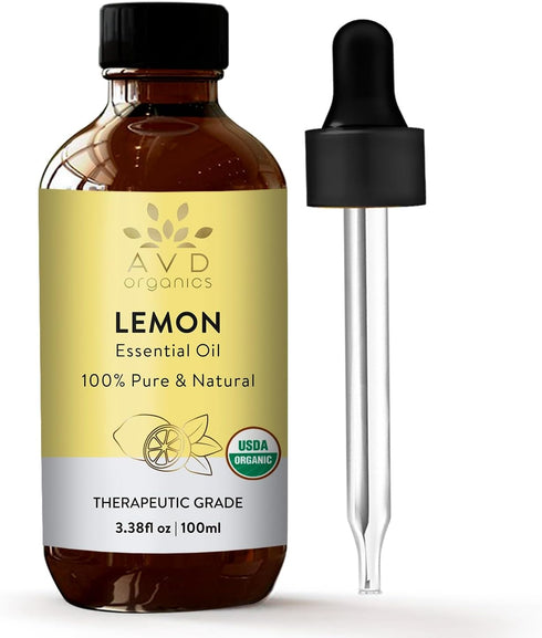 USDA Lemon Essential Oil for Skin - 100% Pure and Natural - Therapeutic Grade Lemon Oil | Perfect for Diffuser & Aromatherapy - 3.38 fl. Oz...