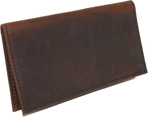 Boston Leather Unisex Textured Bison Leather Checkbook Cover, Check Book Protection Dark Pecan...