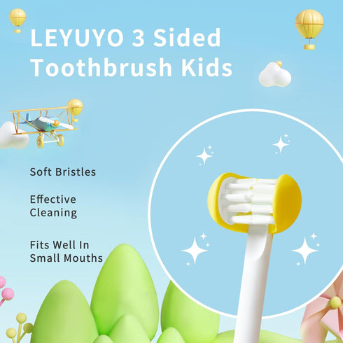 3 Sided Toothbrush Kids, Soft Bristles Toddler Toothbrush, Autism Toothbrush, 360° Oral Teeth Cleaning, Ages 2+...