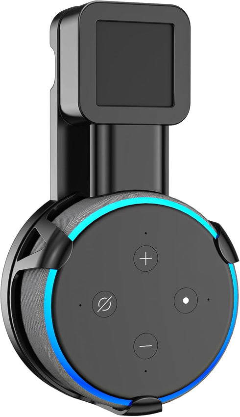 WALI Outlet Wall Mount, Holder Stand for Echo Dot 3rd Gen, Smart Home Speakers Plug Mount for Alexa with Cable Management, (AMM002-B), 1 Pack, Bla...