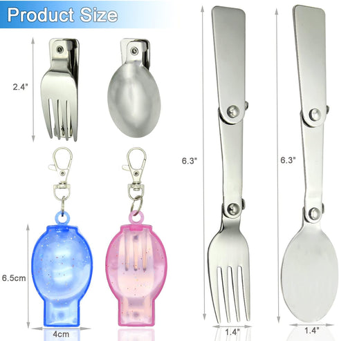 Folding Spoon And Fork Folding Fork Folding Spoon Foldable Fork And Spoon Set With Case Travel Forks Spoons For Camping Picnic 2PCS...