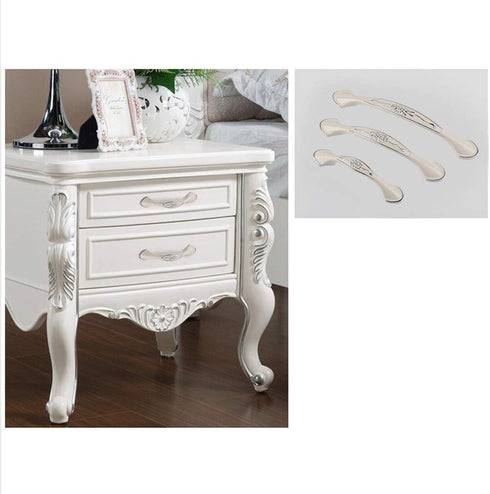 Solid Ivory Cabinet Hardware Handle Pull Lustrous Chrome Silver Flower Dresser Wardrobe Pull - 2.52" (64mm) Hole Centers, 5 Pack, Silver and Ivory...