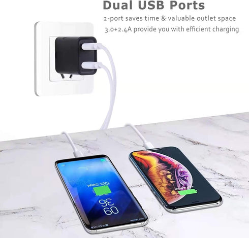 USB Charger Fast Charger 18W Two Port Wall Charger Universal Charging Station Compatible for iPhone 12/11 Pro Max XR, Pixel, Samsung and Other Mor...