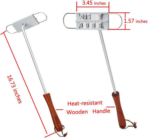 BBQ Branding Iron with Changeable Letters Personalized Meat Barbecue Steak Names Press Tool Outdoor Grilling (Letters-Silver)...