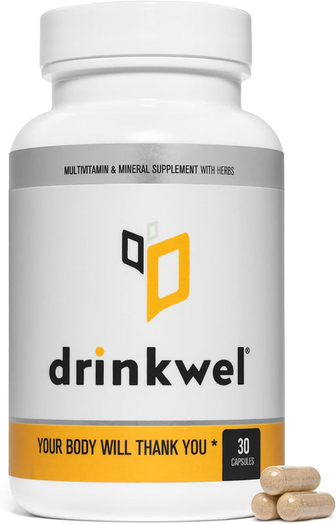 drinkwel Better Mornings - Premium Multivitamin Supplement - Liver Cleanse, Immune Support- Milk Thistle, Vitamin C, Zinc, Magnesium - 30 Count...