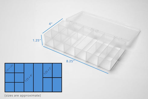 Transparent Organizer Box 12-Compartments for Beads, Craft Supplies, Jewelry, and more, made in USA of durable plastic...