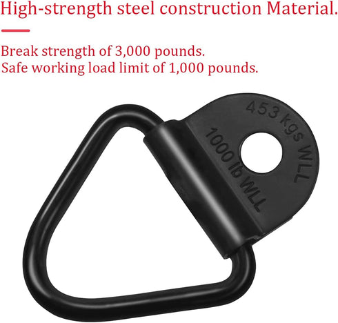 Cargo Tie-Down V-Ring Anchors Black Steel Bolton Trailer V-Ring Tie Down for Trailers Trucks and Warehouses Replacement for D-Ring Plastic Flush M...