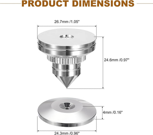 MECCANIXITY 4pcs Silver Speaker Spike Kit Shockproof Adjustable Copper Speaker Spike Isolation with Speaker Spikes Pads Mat,Double-Sided Adhesive ...