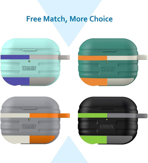KMMIN Waterproof Case for AirPods Pro 1st & 2nd Generation, Premium Silicone Protective Case for AirPods Pro, Wireless Charging, Shockproof, Carab...