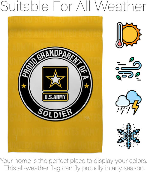 Breeze Decor Proud Grandparent Soldier Garden Flag Armed Forces Army Rangers United State American Military Veteran Retire Official House Decorati...