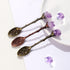 2pcs Retro Crystal Antique Spoon Coffee Spoon Tea Spoon,Amethyst Crystal Alloy Spoons,Mini Ice Cream Decorative Spoons, for Home Office...