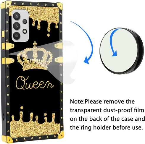 LSL Compatible with Samsung Galaxy A52 5G Phone Case, Queen Golden Crown Luxury TPU Plating Corner Shockproof Protection Cover for Women Girls, fo...