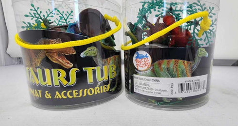 WARM FUZZY Toys Kids Tub of 7 Realistic Dinosaur Figurines, 1 Tub & Playmat - Engaging Educational Playtime - Ultimate Fun & Learning Experience f...