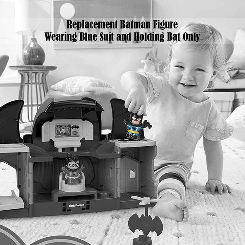 Replacement Parts for Fisher-Price Little People Batcave - GMJ16 ~ DC Super-Friends Playset ~ Replacement Batman Figure ~ Wearing Blue Suit and Ho...