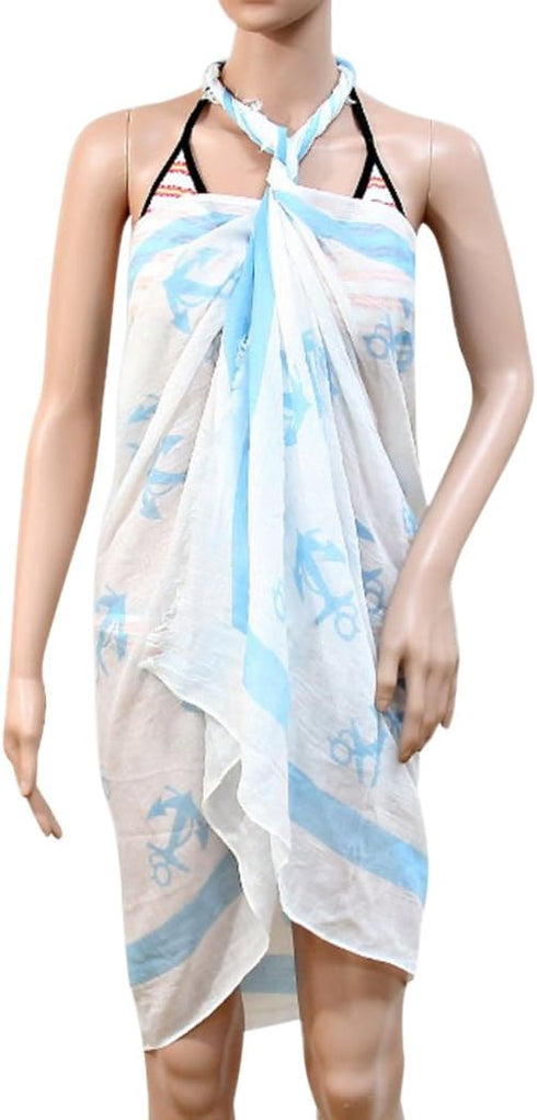 Rosemarie & Jubalee Women's Ships Ahoy Nautical Anchor Fashion Wrap Scarf, 72"...