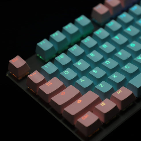 Carbon Miami PBT Doubleshot Shine Through ANSI Backlit Keycaps for MX Mechanical Keyboard Melody 96 KBD75 68 61 87 104 Keychron(Only Keycap) (Miam...