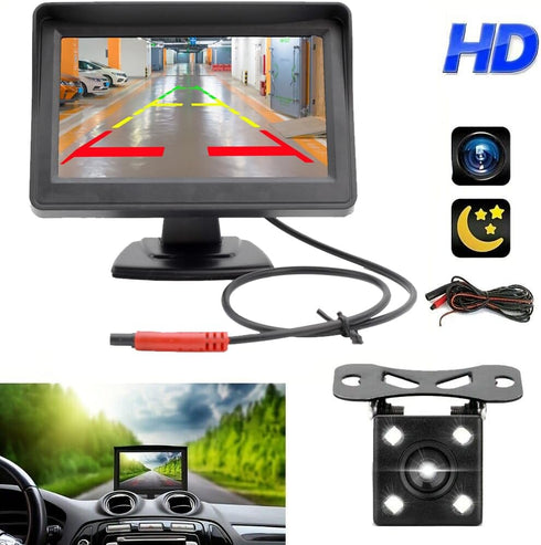 4.3 Inch TFT LCD Car Monitor Vehicle Rear View Reverse Backup Car LED Camera Video Parking System for Cars,Trucks,Pickups,Suvs, Easy Install...